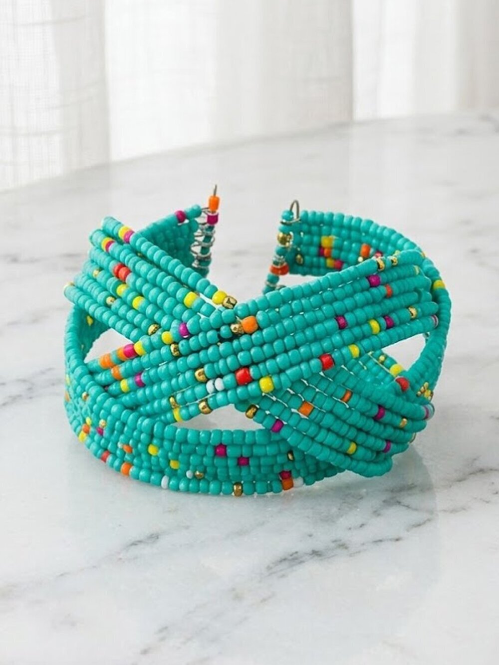 Ladies Teal Beaded Bracelet